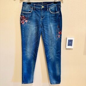 White House Black Market Floral Embroidery Girlfriend Jeans 2